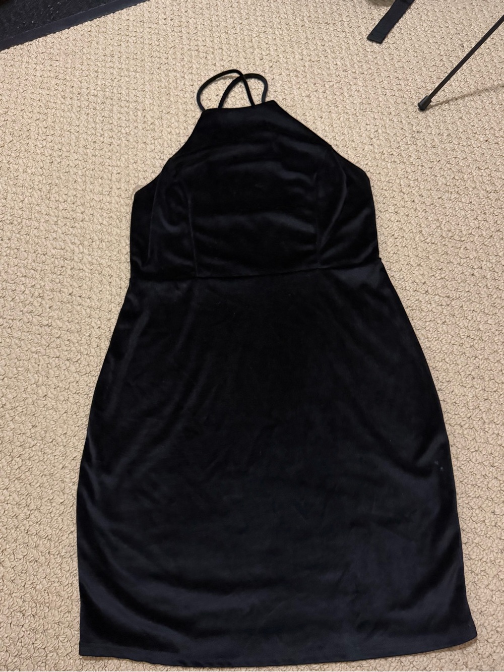 Black Velvet Halter Mini Dress